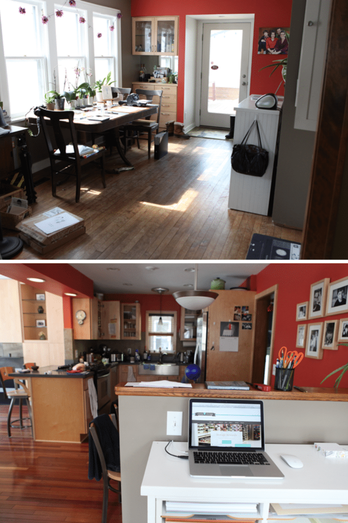 craft area in the dining room