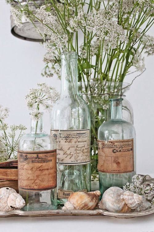 using old bottles as centerpiece