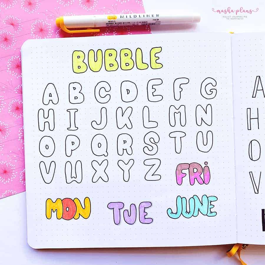 bullet journal bubble font super easy to copy!