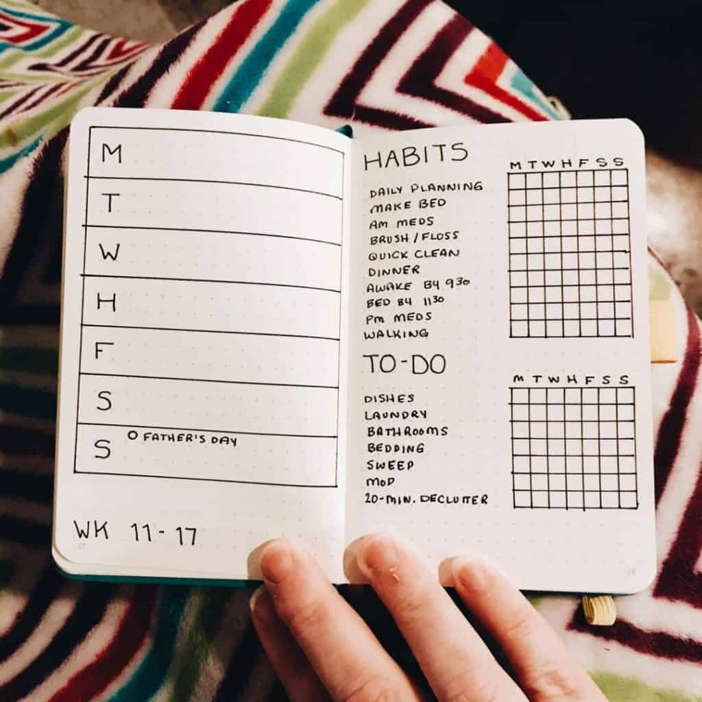23. Tiny three-in-one weekly tracker by @steepedinbooks