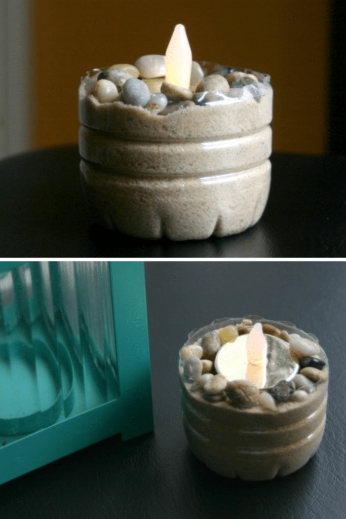 Water bottle candle holder
