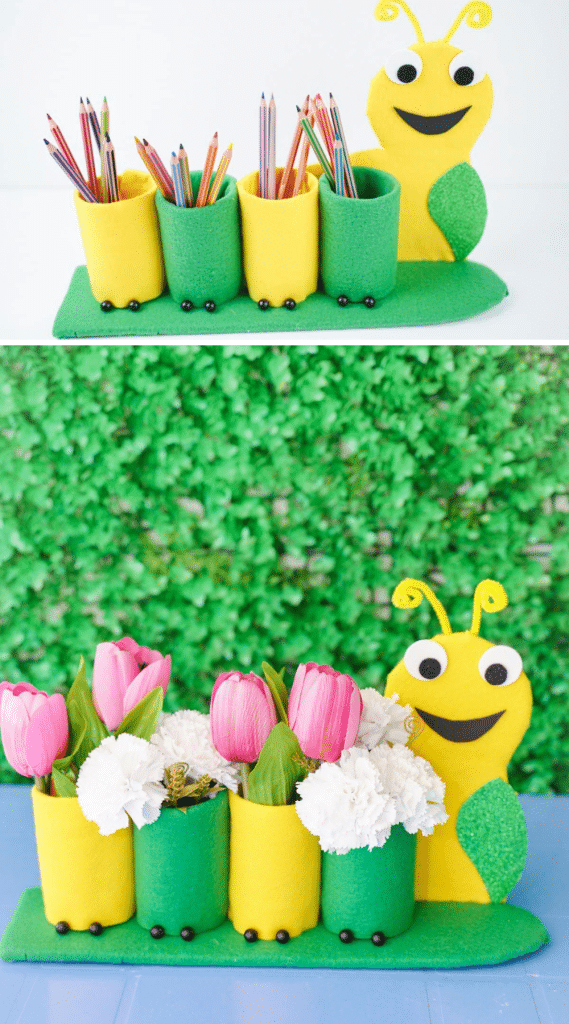 Caterpillar pencil holder