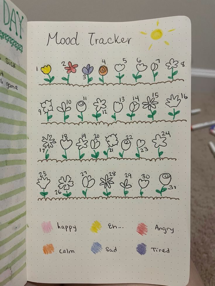 bullet journaling for mental health - mood tracker moment