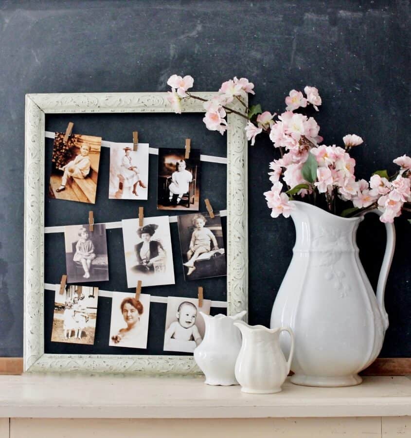 photo display from an old frame