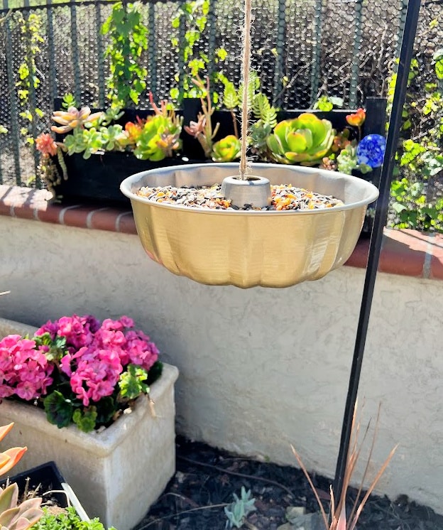 DIY bird feeders - using a bundt cake pan