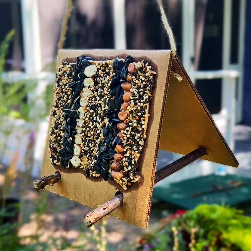 DIY bird feeders - using a cardboard