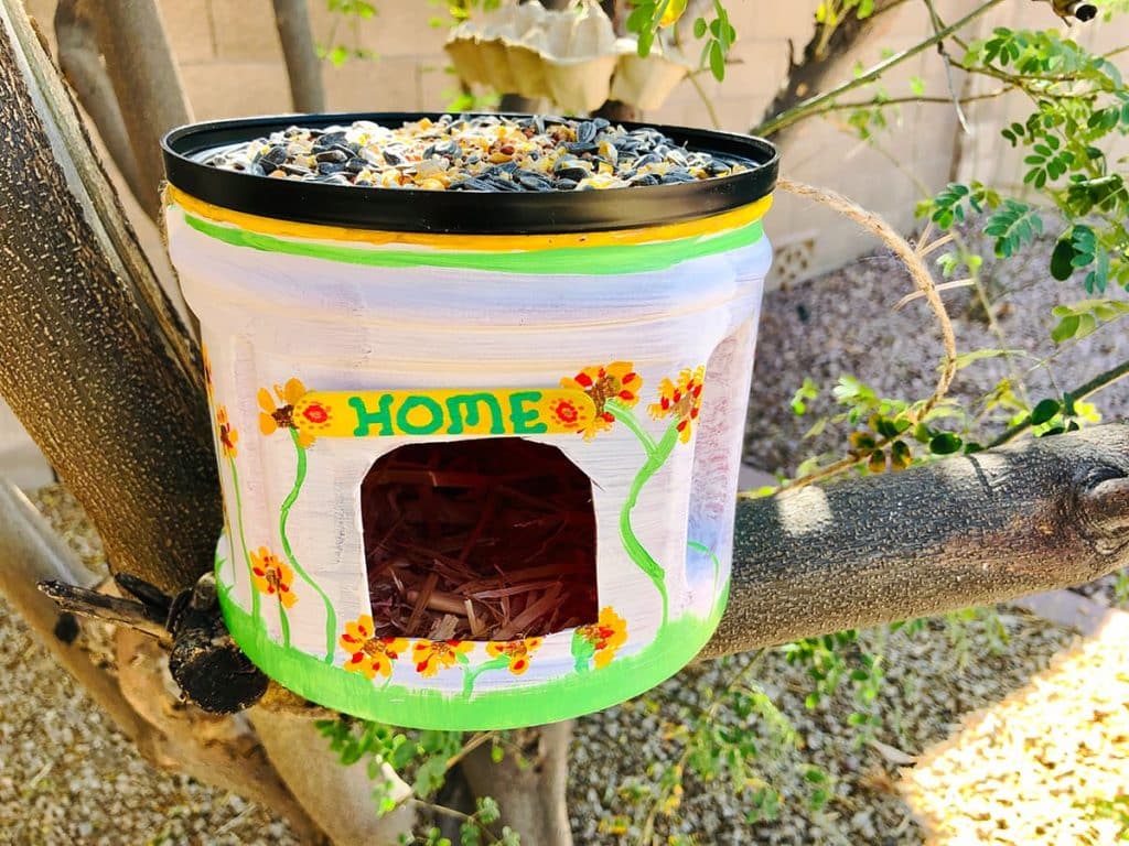 using a plastic coffee can