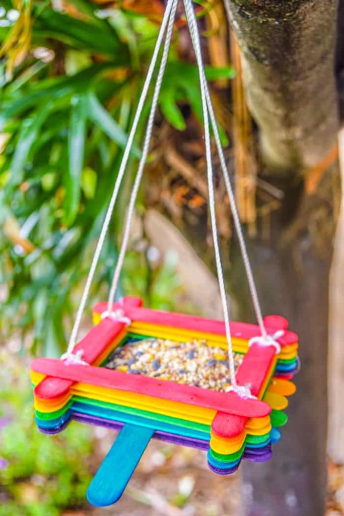craft sticks bird feeder