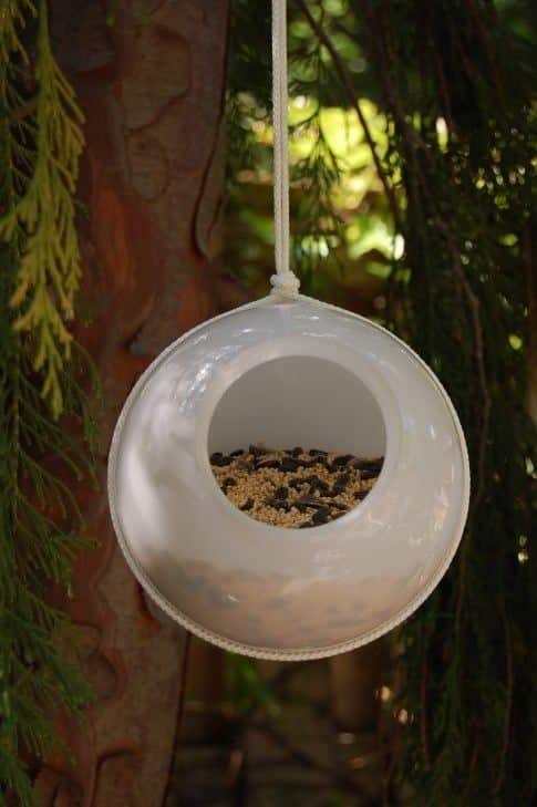 glass shade bird feeder