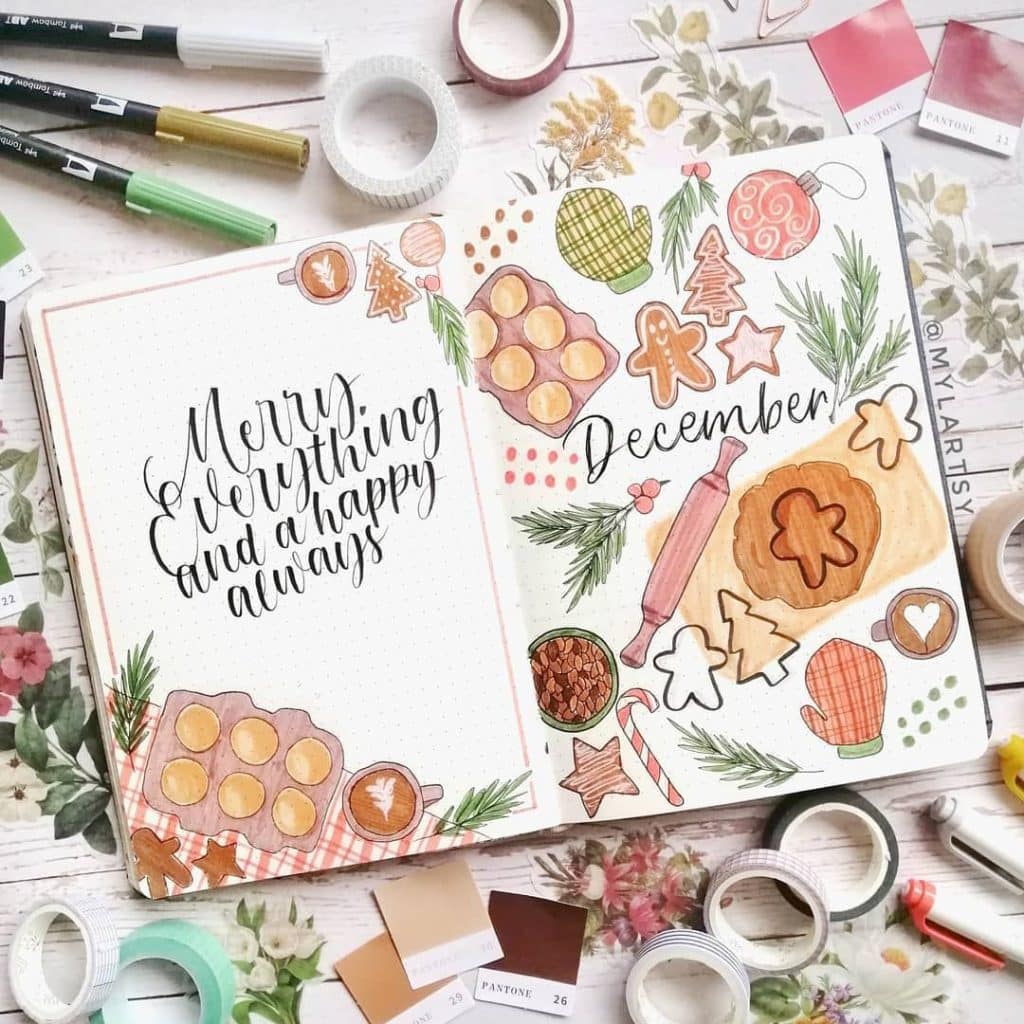 winter theme ideas for your bullet journal - baking