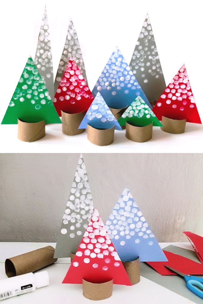 winter crafts for kids - fingerprint winter trees