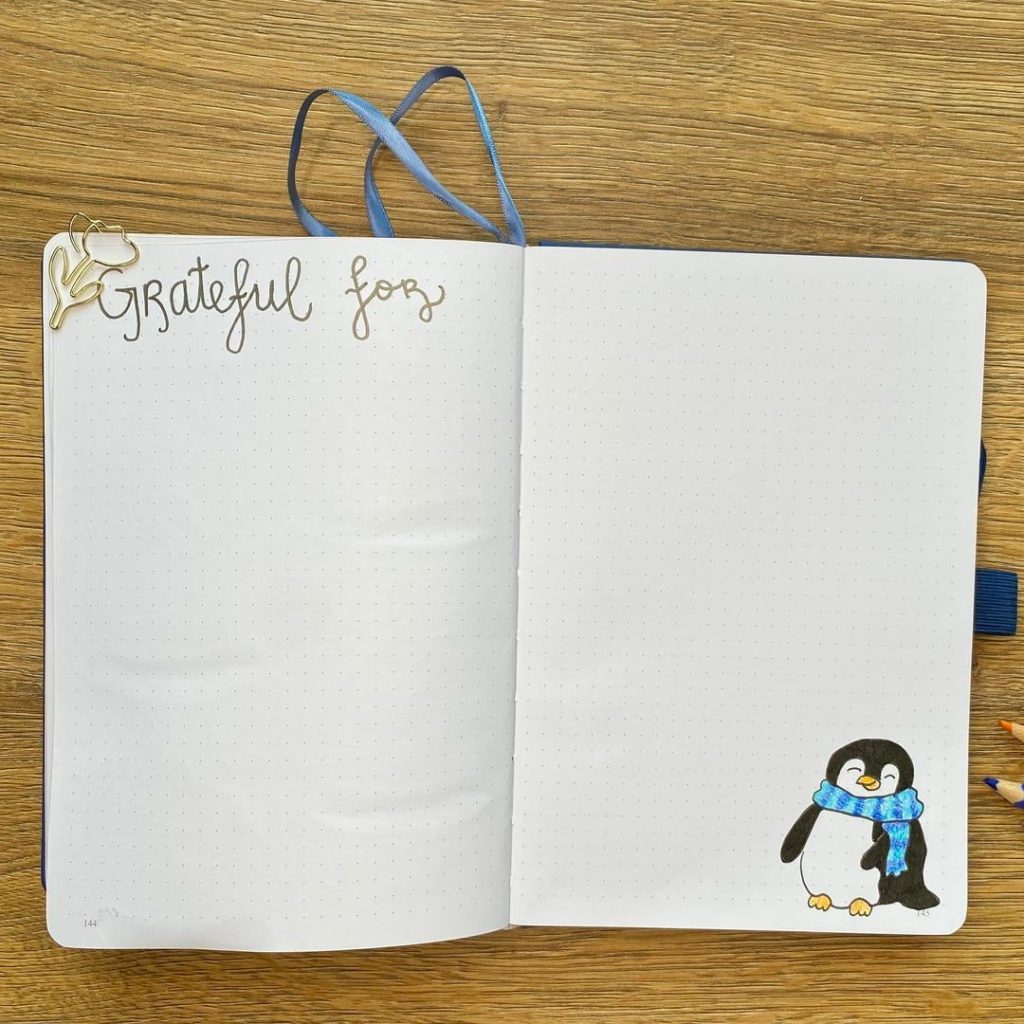 winter theme ideas for your bullet journal - penguin