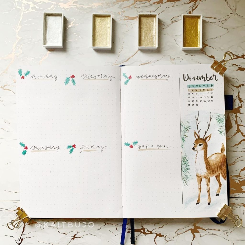 winter theme ideas for your bullet journal - reindeer