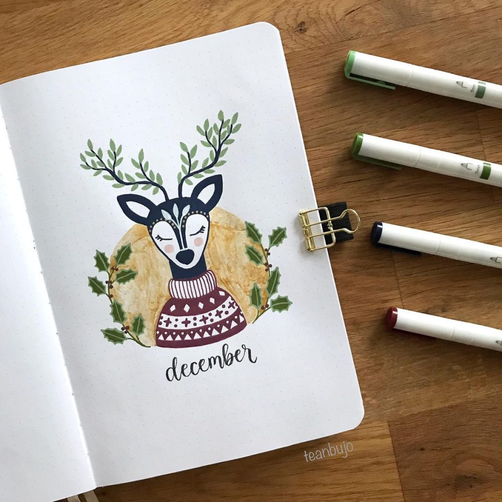 winter theme ideas for your bullet journal - reindeer