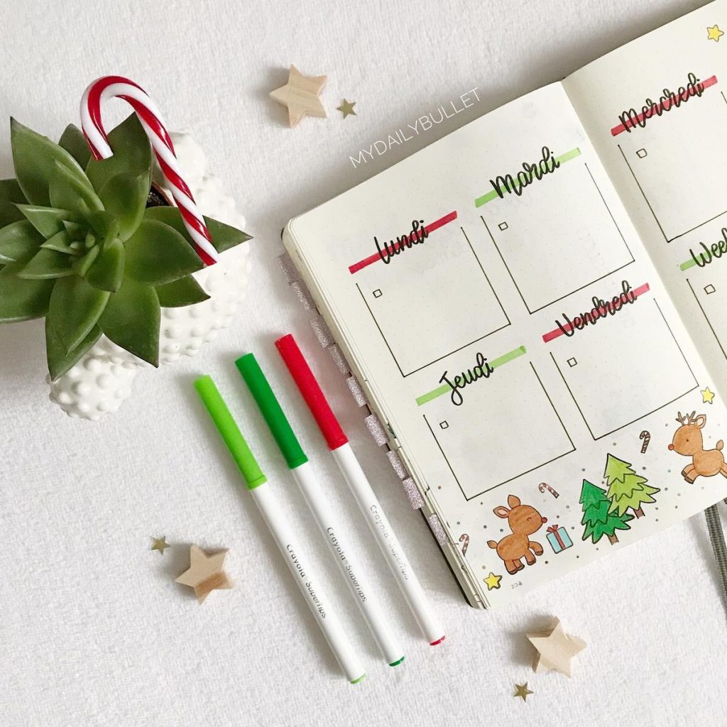 winter theme ideas for your bullet journal - reindeer