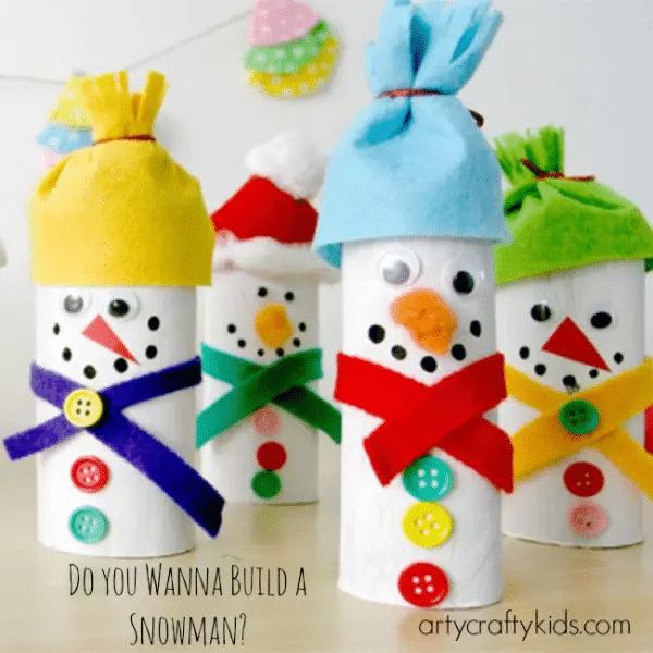 winter crafts for kids - paper roll snowman