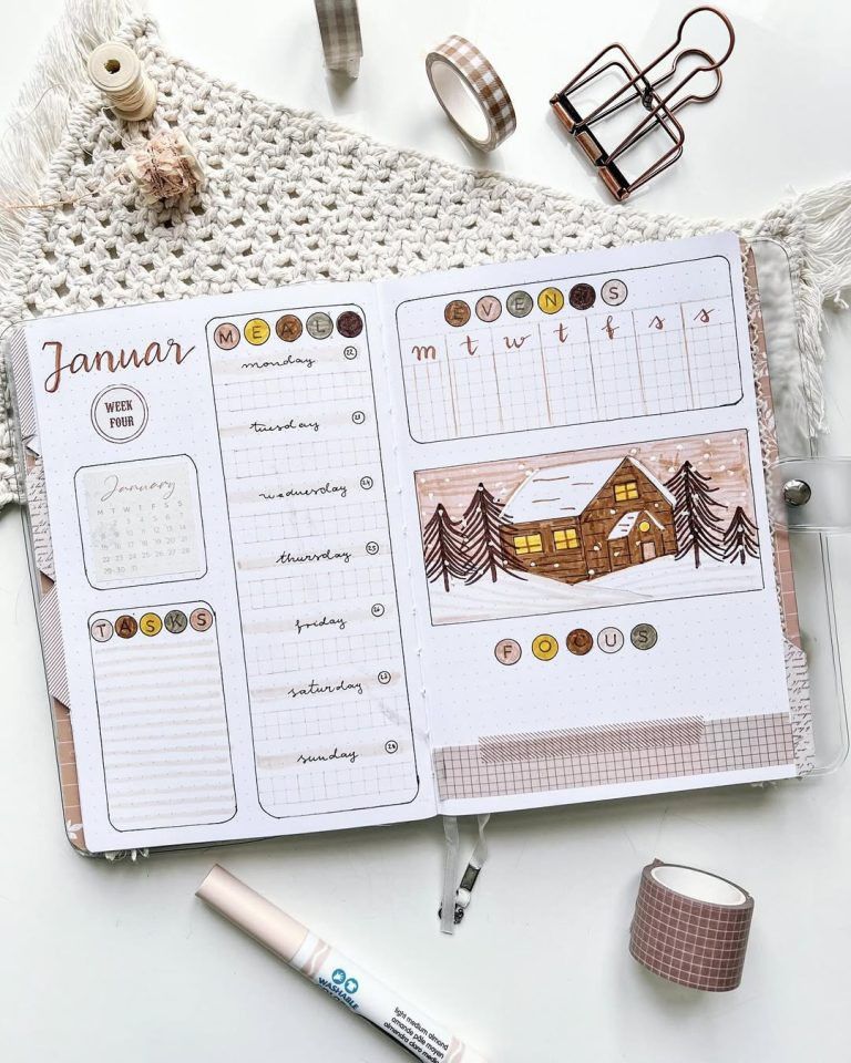 winter theme ideas for your bullet journal - winter wonderland